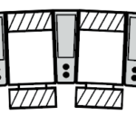 Picture of Reclining 4 Cushion Sofa w/ 3 SMALL WEDGE Console Confirgurations-Home Theater Templetes swatch