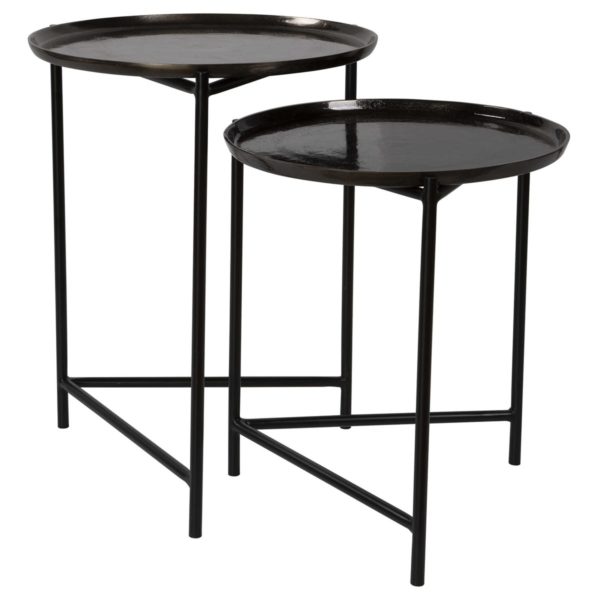 BURNETT NESTING TABLES, DARK NICKEL, S/2