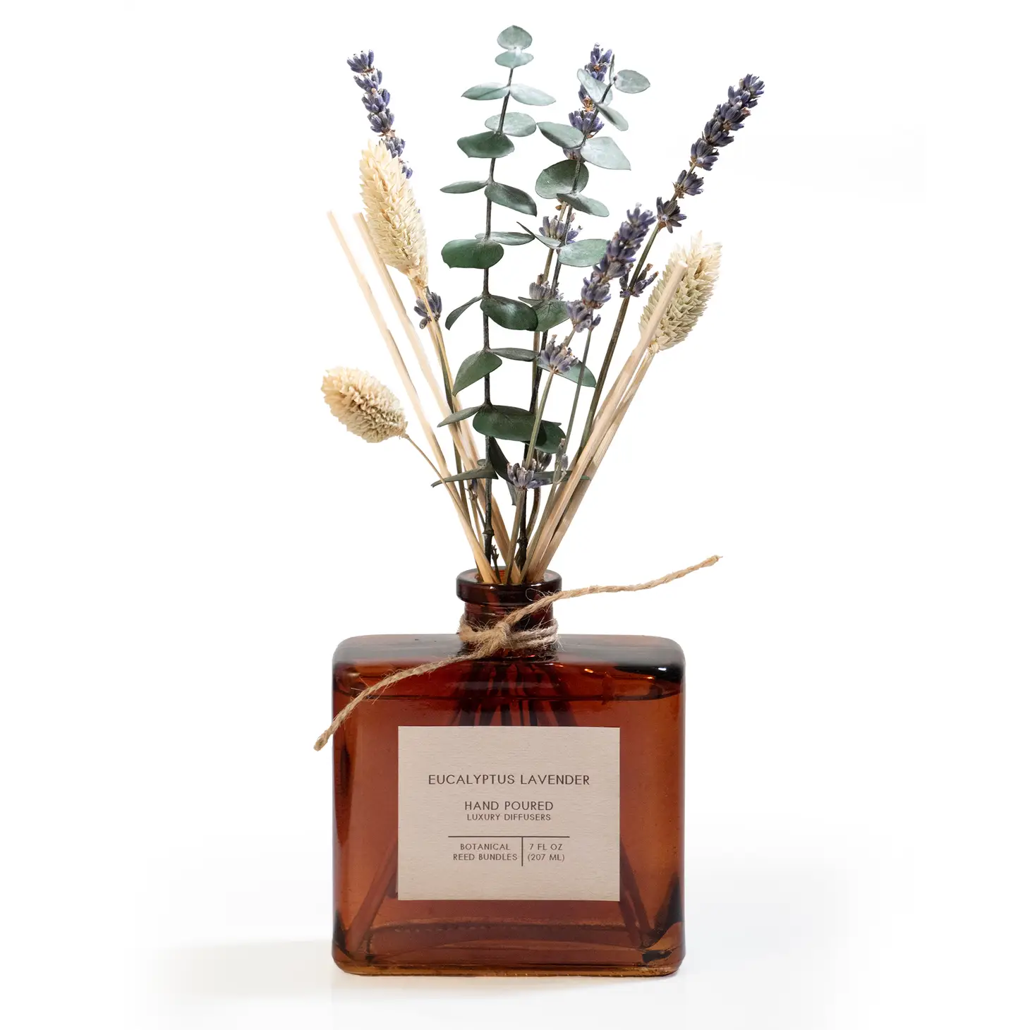 About this product In order to capture the natural beauty of our favorite dried floral stems, we have mixed them in with classic diffuser reeds to create a fragrance diffuser that is both functional and gorgeous! A classic and sophisticated fragrance to fill your home with a modern scent, while the floral stems will add natural beauty. Reed Bouquet ships in acetate box, attached to bottle. Always hand filled in California. 7 fluid ounces. Fragrance notes: Top: cool calone, crushed lavender leaves, aquatic notes. Middle: white eucalyptus, wild lavender, rose. Base: crystal amber, sheer musk, teakwood. Details • Made in United States • Dimensions: 15″ x 15″ x 15″ (38.1 x 38.1 x 38.1 cm) • Weight: 1.5 lb (0.7 kg)