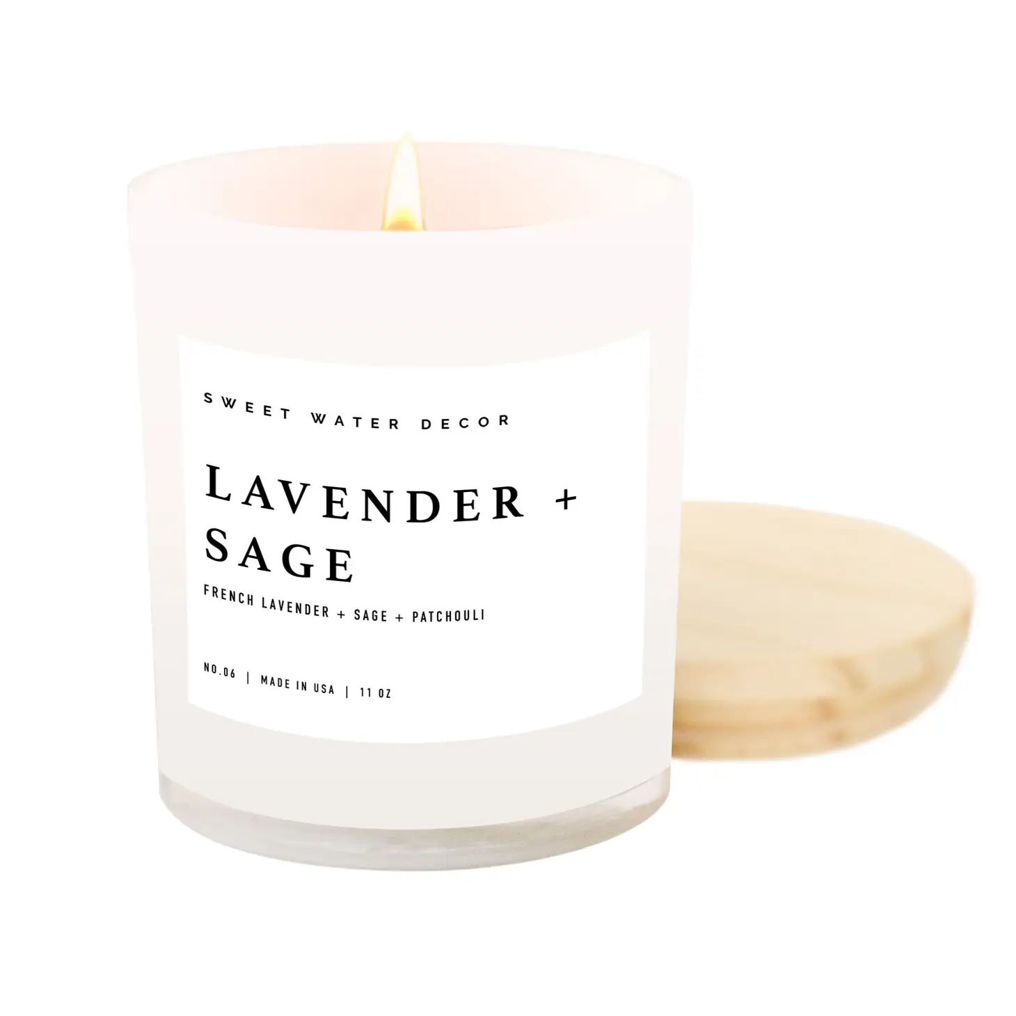 Lavender and Sage Soy Candle - White Jar - 11 oz | Sweet Water Decor