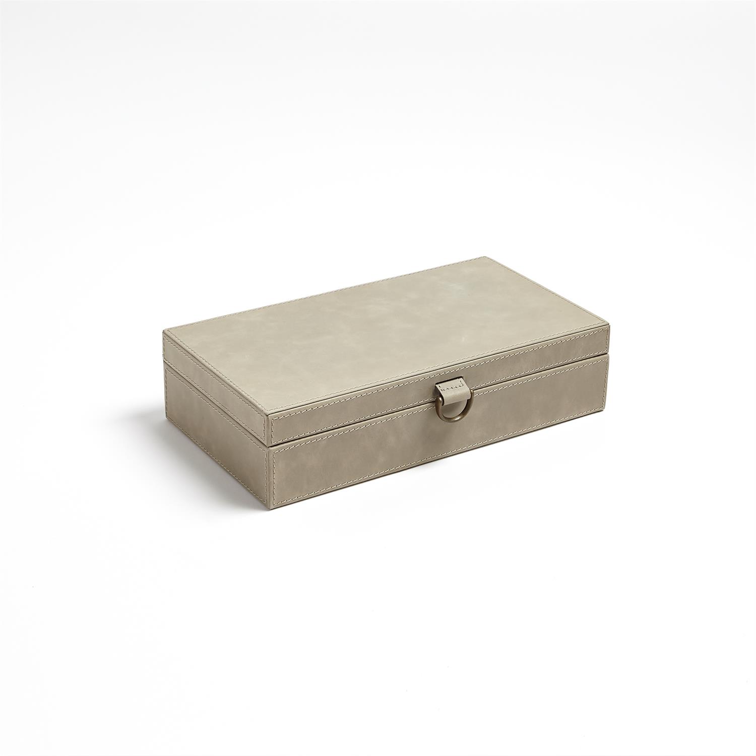 Marbled Leather D Ring Box-Light Grey-Med