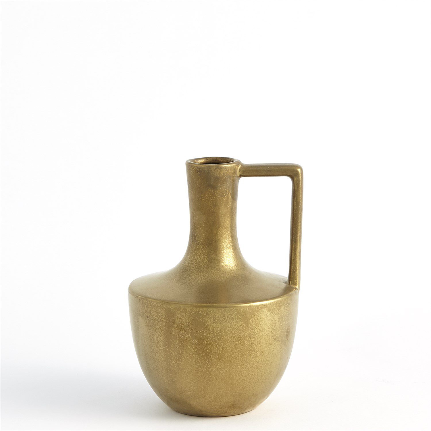 Reminiscent of Roman amphoras used to transport water, Our Handle Vases are ceramic with a mold-formed base and a hand-applied handle. Elegant antiqued electroplated gold finish. Dimensions Overall 10.25"H x 7"Dia. (3.2 lbs) Dust with dry cloth