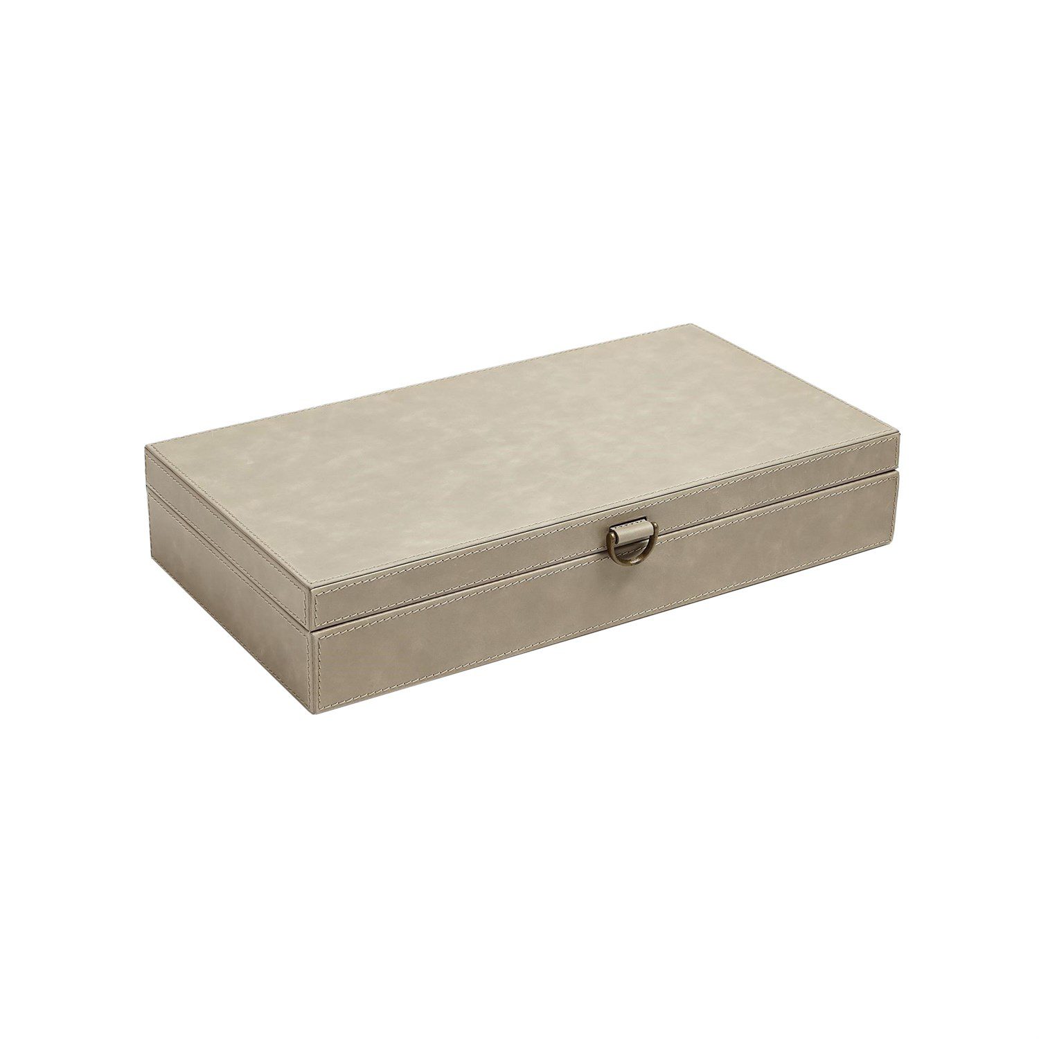 Marbled Leather D Ring Box-Light Grey-Lg