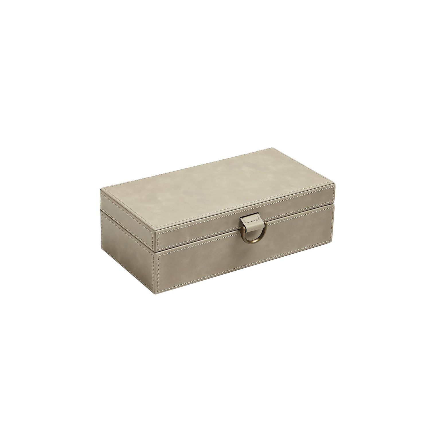 Marbled Leather D Ring Box-Light Grey-Sm