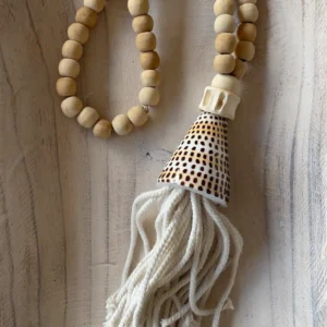 Large wooden beads with patterned shell detail