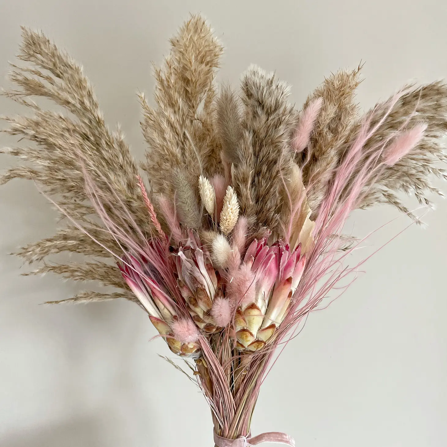 The Bloom Pampas Grass and Protea Bouquet pink
