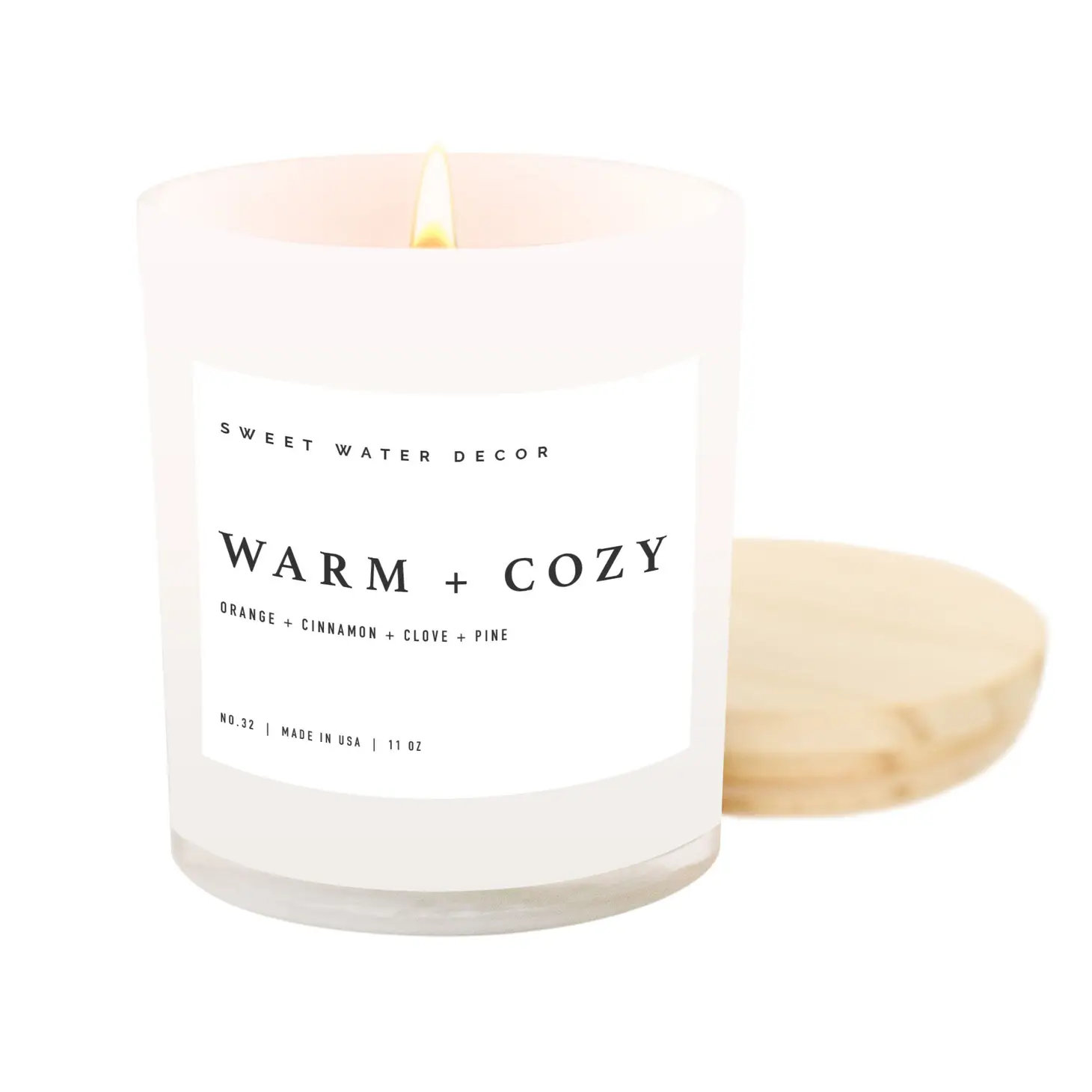 Warm and Cozy Soy Candle - White Jar - 11 oz- Sweet Water Decor