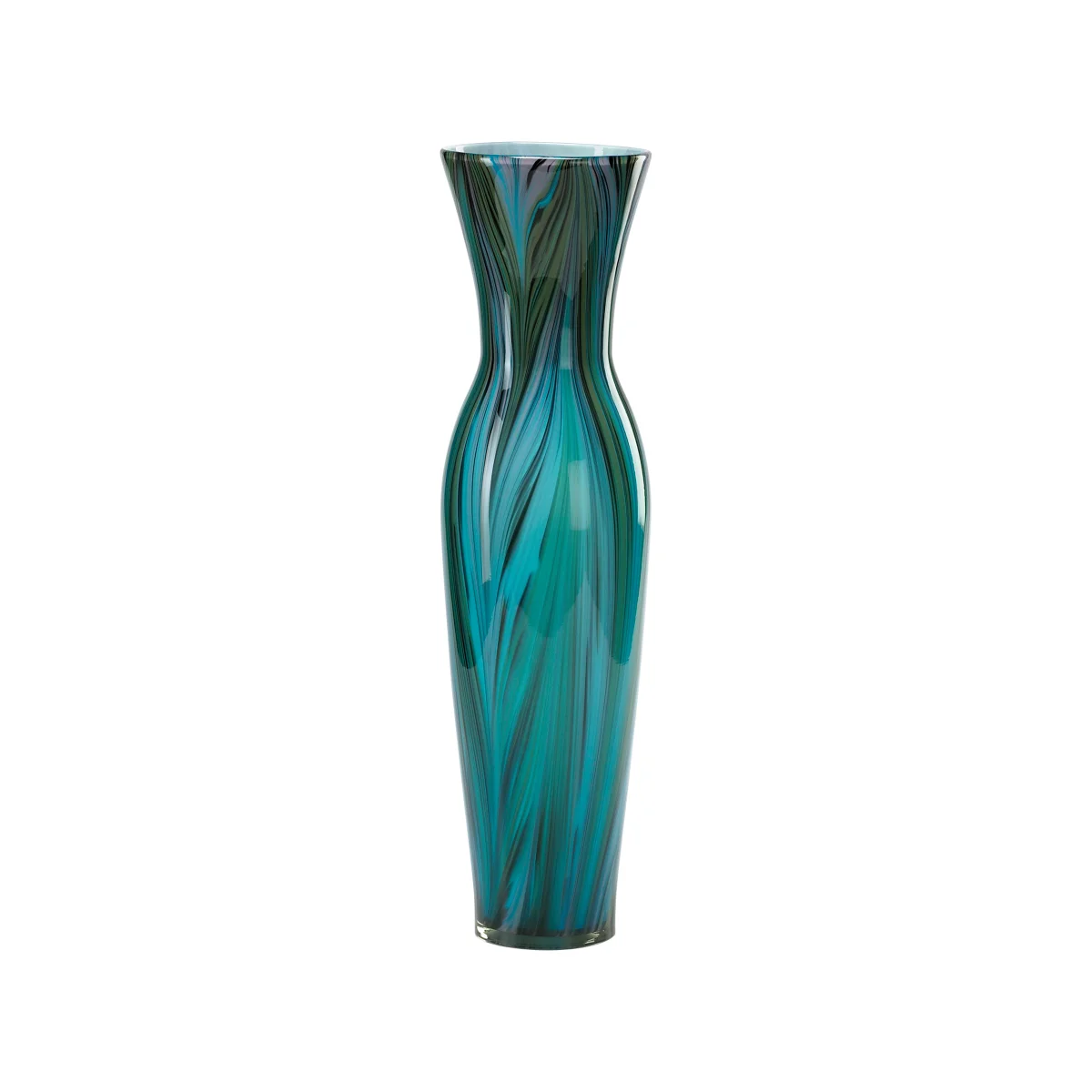 Tall Peacock Feather Vase | Multi Colored Blue