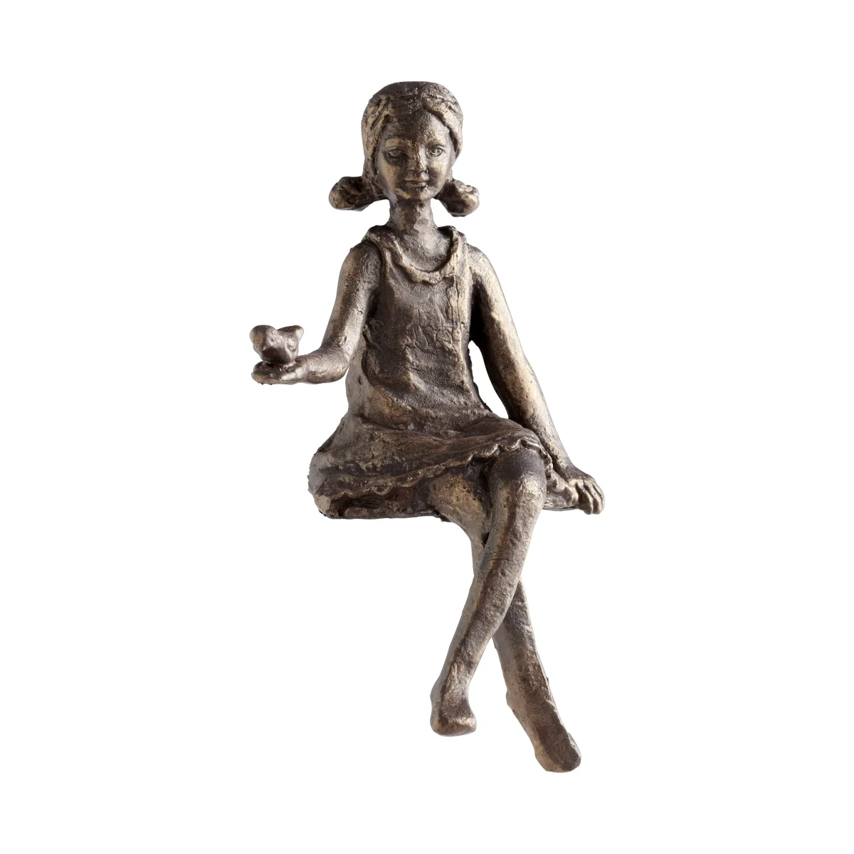Girl Shelf Figurine | Oiled Bronze
