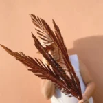 3 Pcs Natural Sago Palm Leaves Branches, Dried Painted Sago
