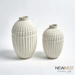 NAIL HEAD VASES-RUSTIC WHITE