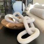 2023 Trend Hand Carved Wood White Wash Decor Chain Ornament