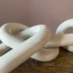 2023 Trend Hand Carved Wood White Wash Decor Chain Ornament