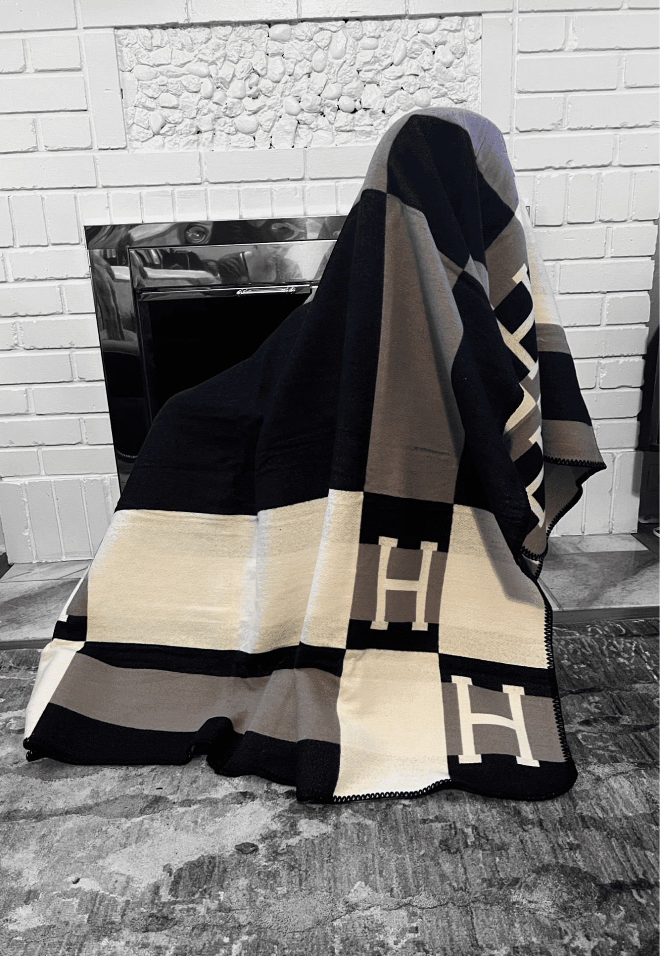 Brown Neo Monogram Cashmere and Wool Blanket