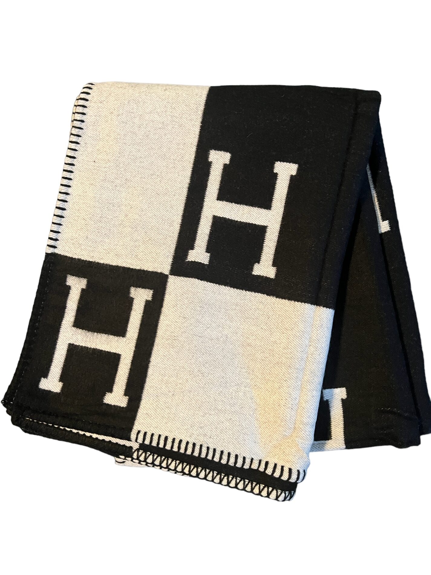 Brown Neo Monogram Cashmere and Wool Blanket