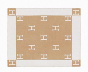 Monogram H Throw Blanket Cashmere Wool - Taupe