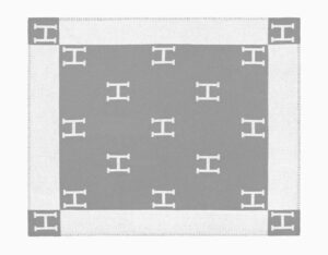 Monogram H Throw Blanket Cashmere Wool - Gray