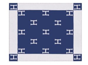Monogram H Throw Blanket Cashmere Wool - Navy