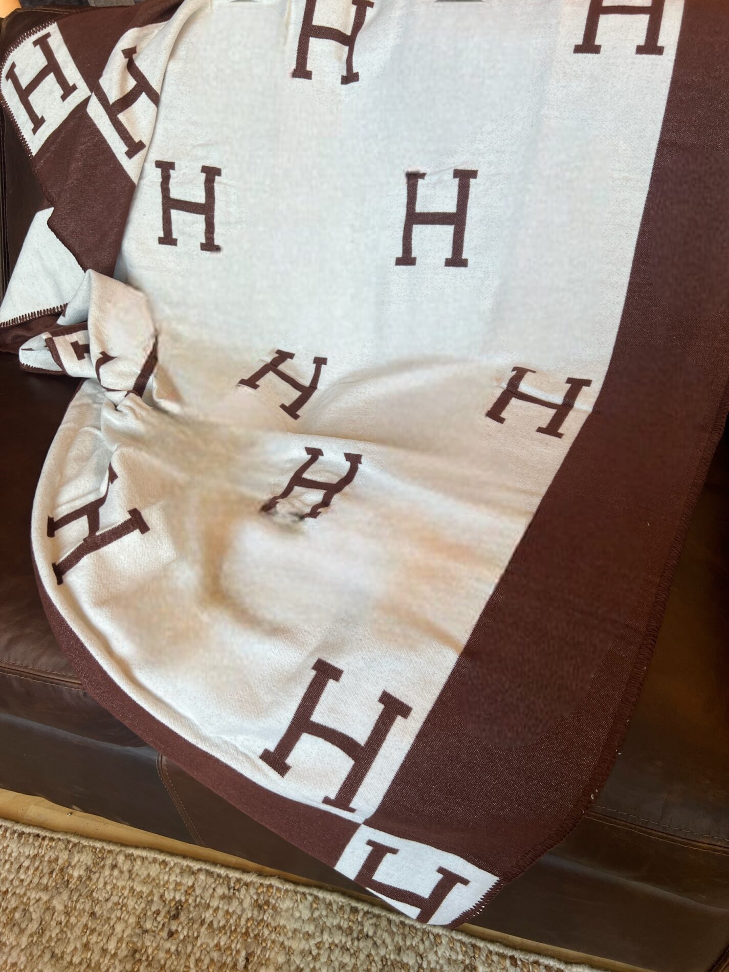 Brown Neo Monogram Cashmere and Wool Blanket