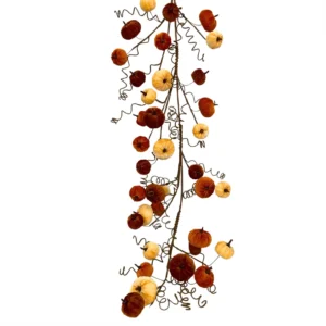 Happy Time Harvests Curly Twig Fabric Pumpkin Garland 48”