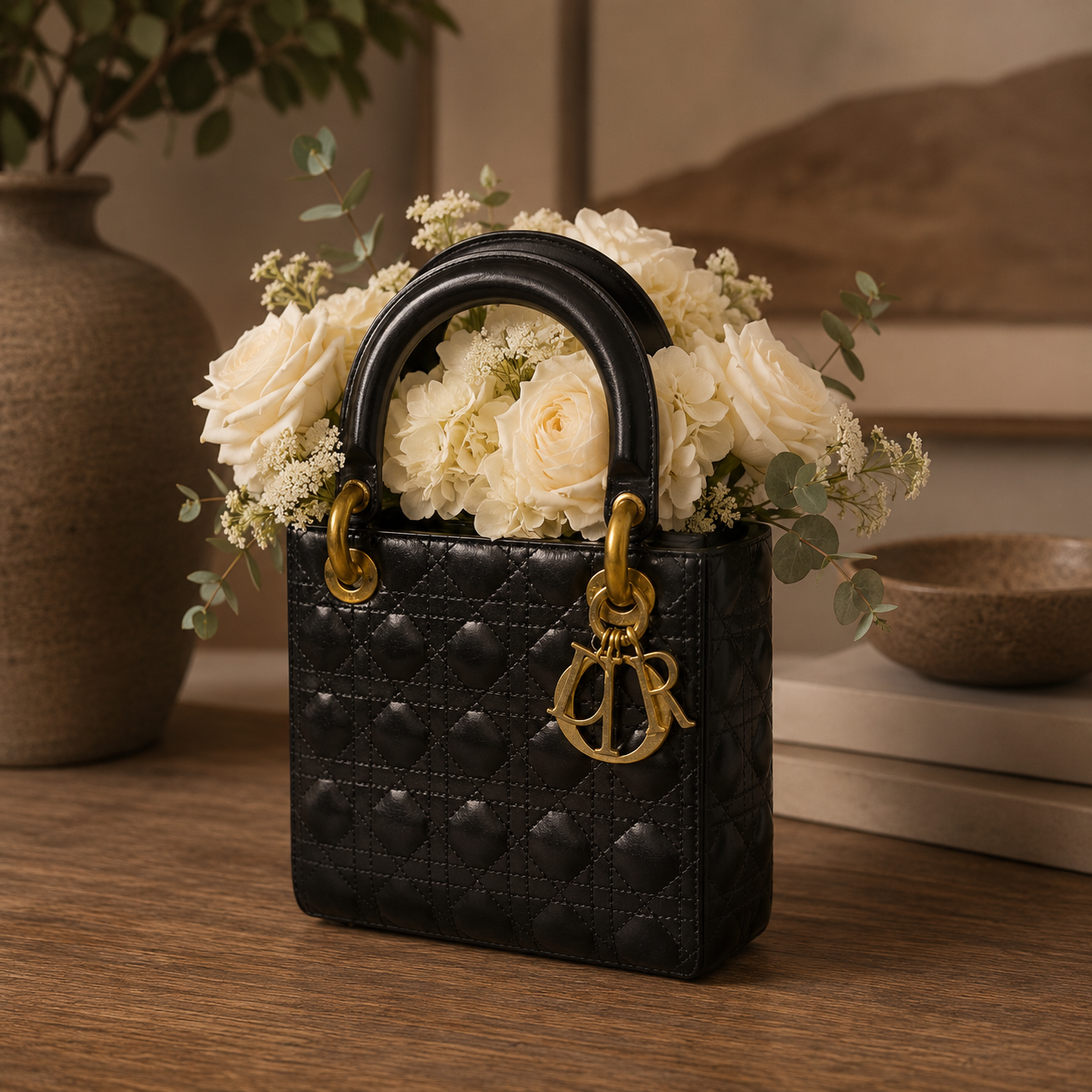 Purse flowers vase Purse flowers vase